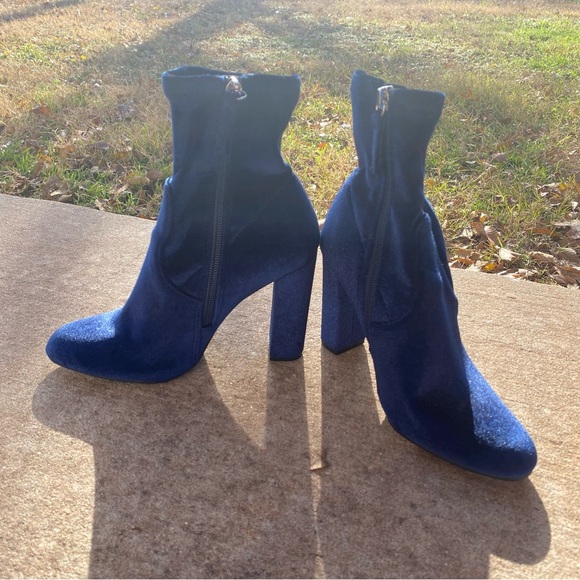 Steve Madden Royal Blue Velvet High Heeled Booties - Picture 8 of 11